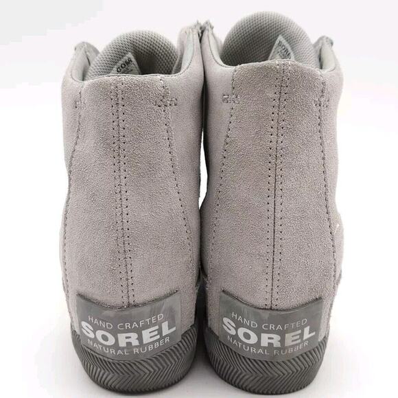 Sorel Out N About (Womens 9.5) Lace Up Hidden Wedge Sneaker Boot Shoe Gray Suede - Picture 6 of 9